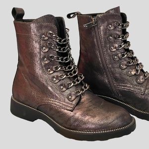 Primadonna Collection Metallic Chain Italian Combat Boots
